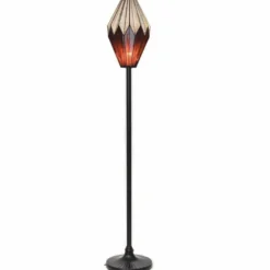 Casa Padrino Art Deco Tiffany Stehleuchte Rot / Schwarz H. 185 cm - Tiffany Leuchten