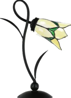 Casa Padrino Art Deco Tiffany Tischleuchte Schwarz / Gelb / Grün H. 40 cm - Tiffany Leuchten