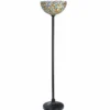 Casa Padrino Art Deco Tiffany Stehleuchte Blau / Gelb / Schwarz H. 147 cm - Tiffany Leuchten