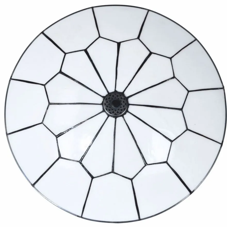 Casa Padrino Art Deco Tiffany Tischleuchte Weiß / Schwarz / Silber H. 48 cm - Tiffany Leuchten