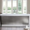 Casa Padrino Badewanne freistehend rechteckig 1800mm BLon Silber - Freistehende Retro Antik Badewanne