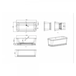 Casa Padrino Badewanne freistehend rechteckig 1800mm BLon Silber - Freistehende Retro Antik Badewanne