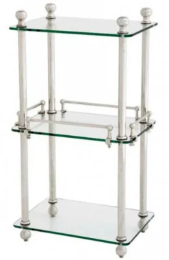 Casa Padrino Badezimmer Luxus Regalschrank vernickelt - Silber - 43 x 32 x 82 cm