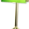 Casa Padrino Banker Schreibtischleuchte Gold / Grün 27 x 23 x H. 40,5 cm - Messing Tischleuchte mit Glas Lampenschirm - Banker Lampe