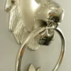 Casa Padrino Barock Aluminium Türklopfer Löwe Silber H. 28 cm - Barock Deko Accessoires