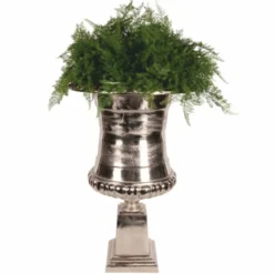 Casa Padrino Barock Aluminium Blumentopf Silber H. 71 cm - Barock Deko Accessoires