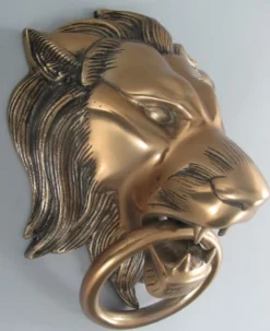Casa Padrino Barock Aluminium Türklopfer Löwe Bronze H. 40 cm - Barock Deko Accessoires