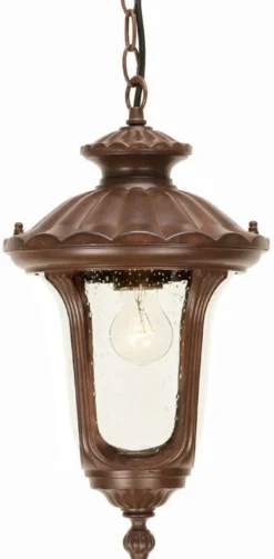 Casa Padrino Barock Außenhängeleuchte Rostfarben Ø 23,5 x H. 43,5 cm - Nostalgische Balkon Garten Terrassen Außenleuchte - Nostalgische Außenbeleuchtung