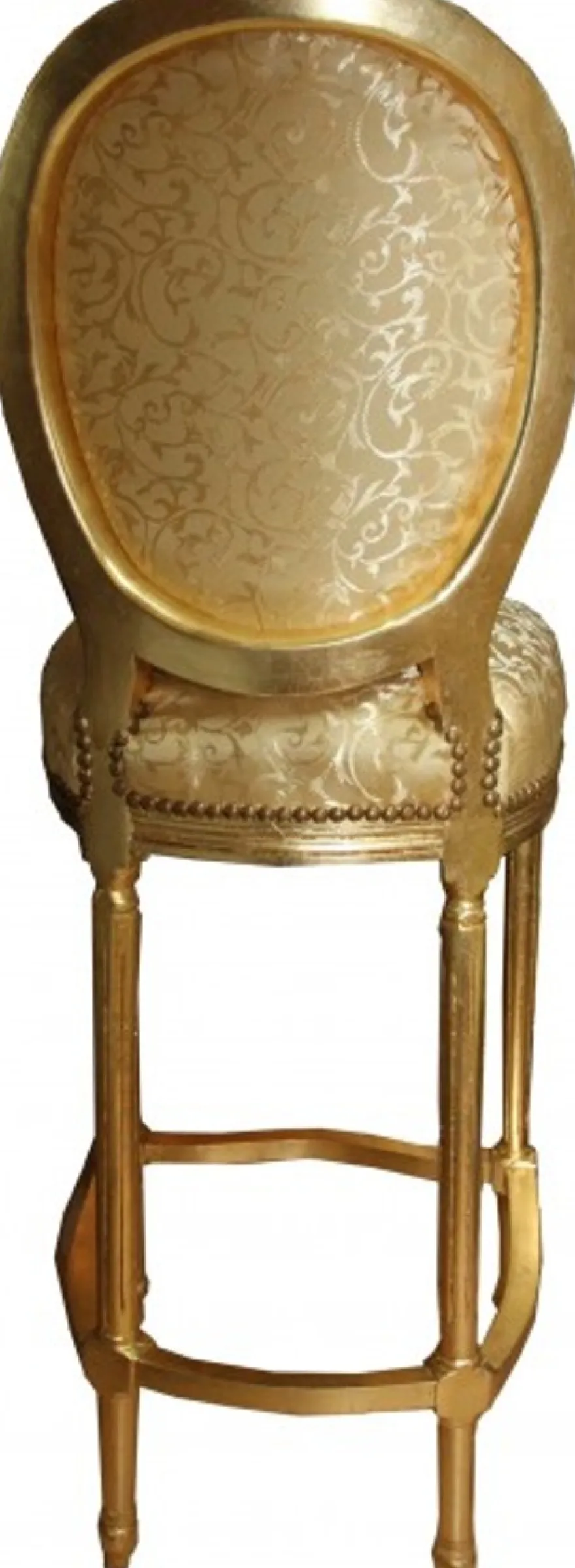 Casa Padrino Barock Bar Stuhl Gold Muster / Gold - Hochstuhl Barstuhl Barhocker - Club Möbel