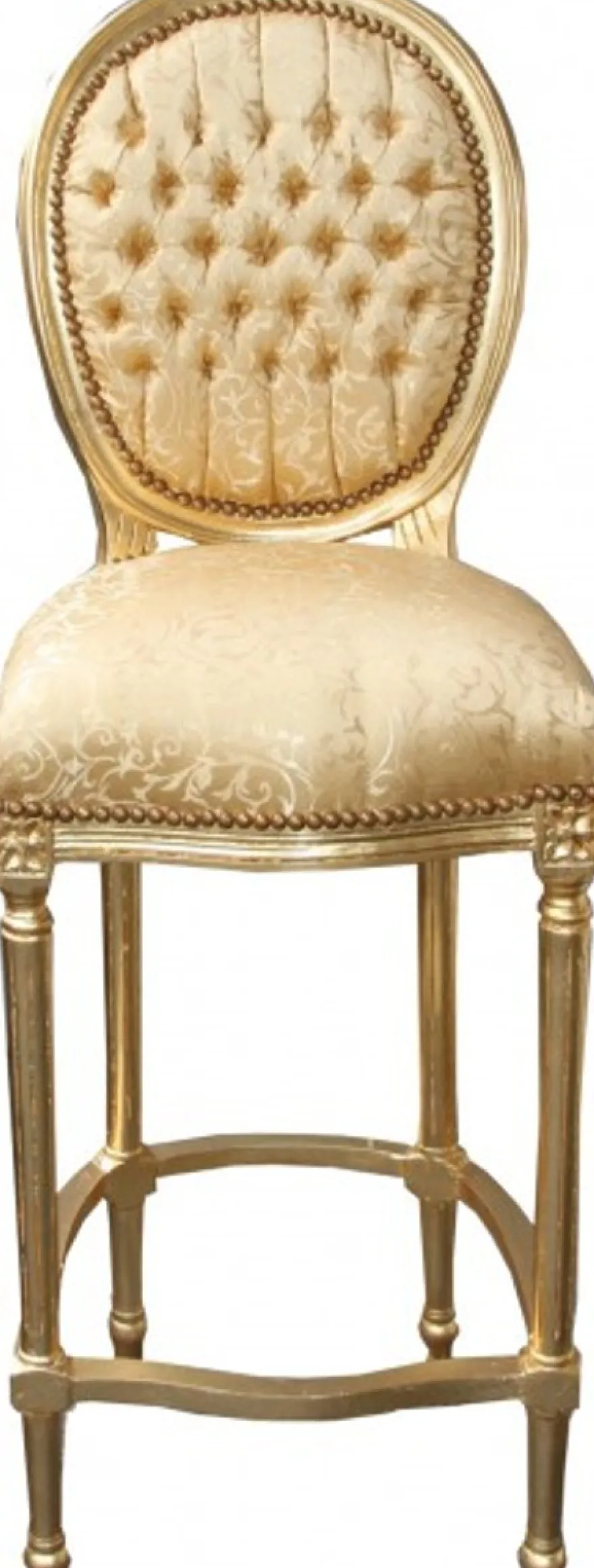 Casa Padrino Barock Bar Stuhl Gold Muster / Gold - Hochstuhl Barstuhl Barhocker - Club Möbel