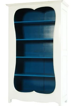 Casa Padrino Barock Bücherschrank Weiss / Blau, 110 x 45 x 185 cm, Massivholz Regal im Antik Stil