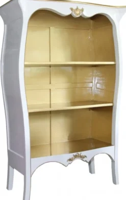 Casa Padrino Barock Bücherschrank im Antik Stil Weiß Hochglanz Gold 110 x 169 cm