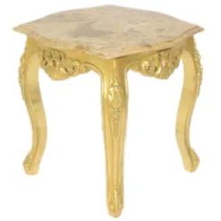Casa Padrino Barock Beistelltisch Gold mit cremefarbener Marmorplatte 55 x 55 cm x H 55 cm