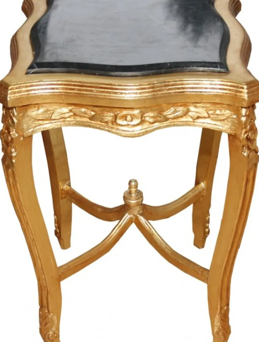 Casa Padrino Barock Beistelltisch mit Marmorplatte viereckig Gold 62 x 43 cm - Antik Stil