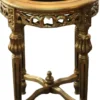 Casa Padrino Barock Beistelltisch Rund Gold / Schwarz mit Marmorplatte 37 cm x H. 53 cm Antik Stil