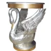 Casa Padrino Barock Beistelltisch Schwan - Silber / Gold - 50 x 50 x H. 75 cm - Luxus Nachttisch Konsole