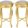 Casa Padrino Barock Beistelltisch mit cremefarbener Marmorplatte Rund Gold 50 x 35 cm Antik Stil