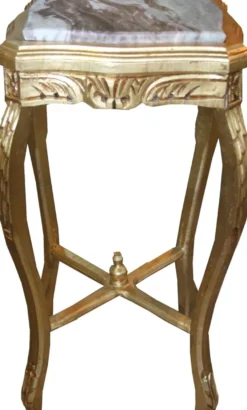 Casa Padrino Barock Beistelltisch Eckig Gold mit Marmorplatte 40 x 40 x H 72.5 cm Antik Stil - Telefon Blumen Tisch