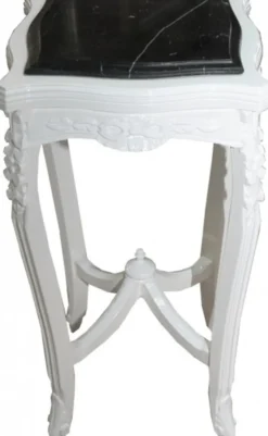 Casa Padrino Barock Beistelltisch mit Marmorplatte Viereckig Weiss Mod W17 70 x 37 cm - Antik Stil