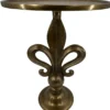 Casa Padrino Barock Beistelltisch Lilie Antik Gold Ø 51 x H. 67 cm - Runder Aluminium Tisch im Barockstil - Wohnzimmer Möbel - Aluminium Möbel - Barock Möbel - Barock Einrichtung