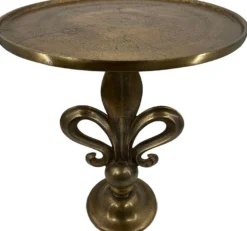 Casa Padrino Barock Beistelltisch Lilie Antik Gold Ø 51 x H. 67 cm - Runder Aluminium Tisch im Barockstil - Wohnzimmer Möbel - Aluminium Möbel - Barock Möbel - Barock Einrichtung