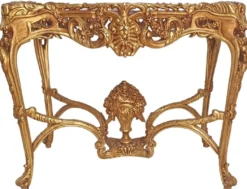 Casa Padrino Barock Beistelltisch Gold / Grau - Rechteckiger Antik Stil Tisch mit Marmorplatte - Wohnzimmer Möbel im Barockstil - Antik Stil Möbel - Barock Möbel