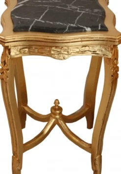 Casa Padrino Barock Beistelltisch mit Marmorplatte quadratisch Gold Schwarz 60 x 42 cm - Antik Stil Prunkmöbel