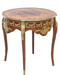 Casa Padrino Barock Beistelltisch Mahagoni Intarsien / Gold H78 x 76 cm - Ludwig XVI Antik Stil Tisch - Möbel
