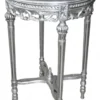 Casa Padrino Barock Beistelltisch Rund Silber Grau Marmorplatte 72 x 49 cm Antik Stil