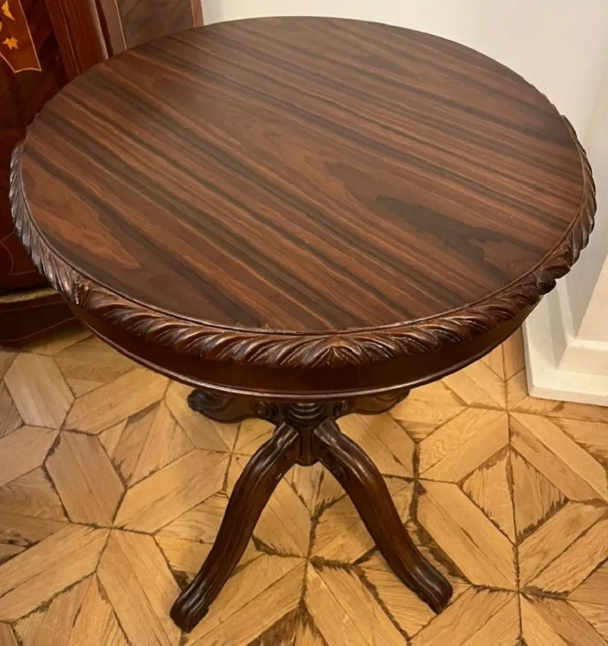 Casa Padrino Barock Beistelltisch Dunkelbraun - Handgefertigter Massivholz Tisch im Barockstil - Barock Wohnzimmer Möbel - Edel & Prunkvoll