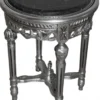 Casa Padrino Barock Beistelltisch Rund Silber ModY15 53 x 38 cm - Handgefertigter Antik Stil Tisch aus Holz mit Marmorplatte