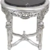 Casa Padrino Barock Beistelltisch mit schwarzer Marmorplatte Rund Silber 50 x 45 cm Antik Stil
