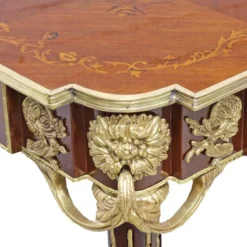 Casa Padrino Barock Beistelltisch Mahagoni Intarsien / Gold H75 x 50 cm - Ludwig XVI Antik Stil Tisch - Möbel