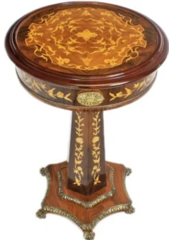Casa Padrino Barock Beistelltisch Mahagoni Intarsien H110 x 55 cm - Ludwig XVI Antik Stil Tisch