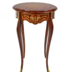 Casa Padrino Barock Beistelltisch Ludwig XVI Stil, Mahagoni mit Intarsien und Goldapplikationen, H 75 x B 50 x T 50 cm
