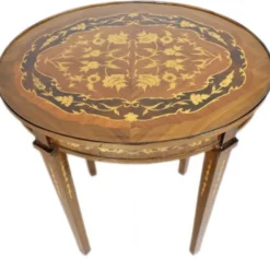 Casa Padrino Barock Beistelltisch Mahagoni Intarsien H80 x 50cm - Ludwig XVI Antik Stil Tisch - Möbel
