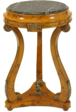 Casa Padrino Barock Beistelltisch Vogelaugen Ahorn H70 x 45cm - Ludwig XVI Antik Stil Tisch - Holz Metall