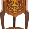 Casa Padrino Barock Beistelltisch mit Schubladen Braun Intarsien 80 x 40 cm - Antik Stil Beistelltisch - Telefontisch - Möbel