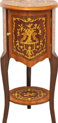 Casa Padrino Barock Beistelltisch mit Schubladen Braun Intarsien 80 x 40 cm - Antik Stil Beistelltisch - Telefontisch - Möbel