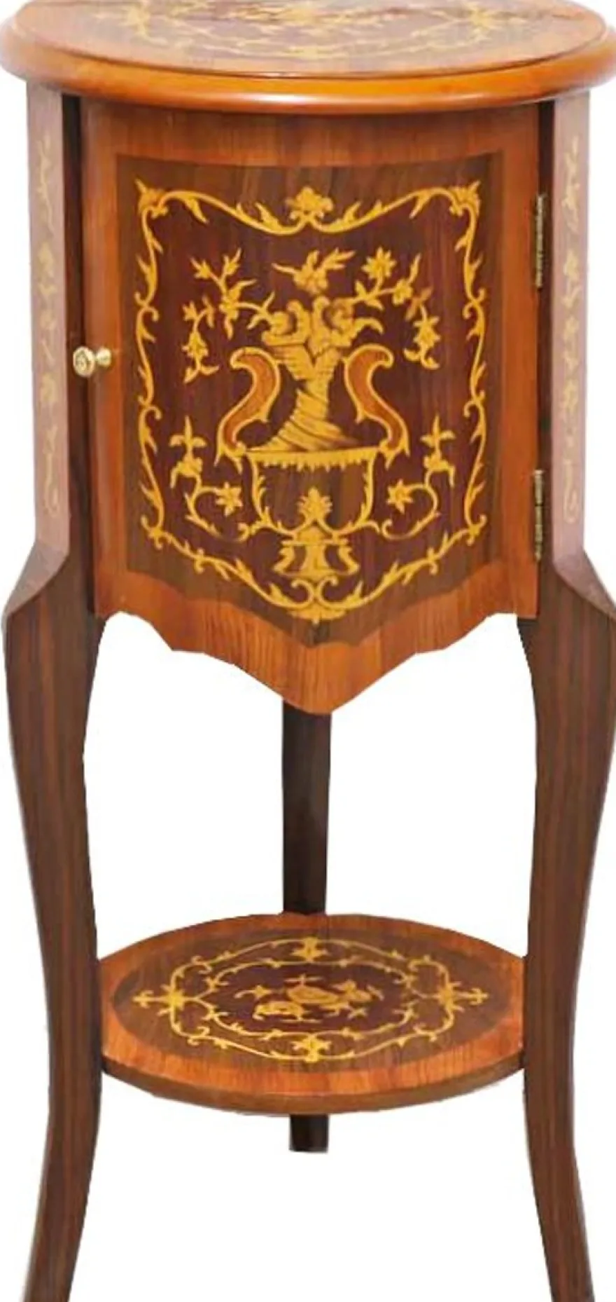 Casa Padrino Barock Beistelltisch mit Schubladen Braun Intarsien 80 x 40 cm - Antik Stil Beistelltisch - Telefontisch - Möbel