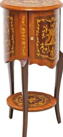 Casa Padrino Barock Beistelltisch mit Schubladen Braun Intarsien 80 x 40 cm - Antik Stil Beistelltisch - Telefontisch - Möbel