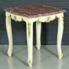 Casa Padrino Barock Beistelltisch Weiß / Gold mit Marmorplatte 55 x 55 cm x H 55 cm