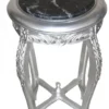 Casa Padrino Barock Beistelltisch in Silber mit Marmorplatte, rund 72 x 40 cm