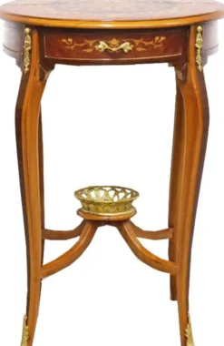 Casa Padrino Barock Beistelltisch mit Schubladen Mahagoni Intarsien 60 x 76 cm - Antik Stil Beistelltisch