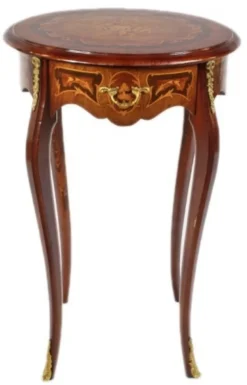Casa Padrino Barock Beistelltisch Mahagoni Intarsien mit Schublade H70 x 50 cm - Ludwig XVI Antik Stil Tisch
