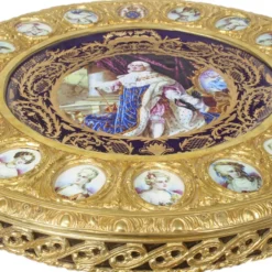 Casa Padrino Barock Beistelltisch Braun / Rot / Gold Durchmesser 78cm, Höhe 83 cm Handarbeit, Handbemalt- Limited Edition