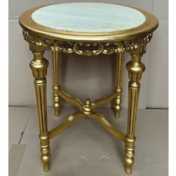 Casa Padrino Barock Beistelltisch Gold / Grau Ø 60 x H. 72 cm - Barock Möbel