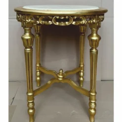 Casa Padrino Barock Beistelltisch Gold / Grau Ø 60 x H. 72 cm - Barock Möbel