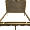 Casa Padrino Barock Bett Barocco Splendid Gold / Creme Satinstoff 180 x 200 cm