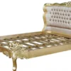 Casa Padrino Barock Bett Barocco Splendid Gold / Creme Satinstoff 180 x 200 cm
